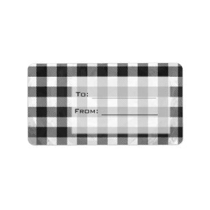 Chequered Plaid Black And White Label