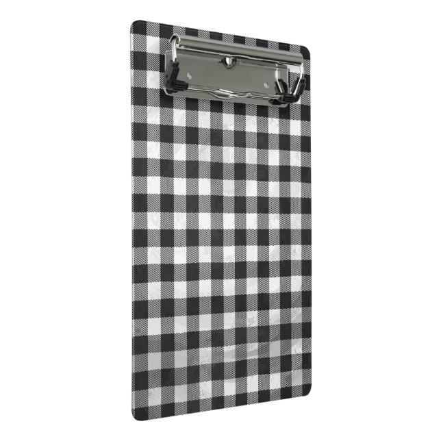 Chequered Plaid Black And White Mini Clipboard (Angled)