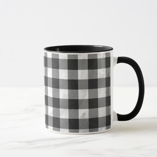 Chequered Plaid Black And White Mug (Right)