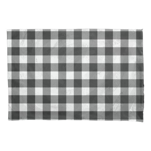 Chequered Plaid Black And White Pillowcase (Front)