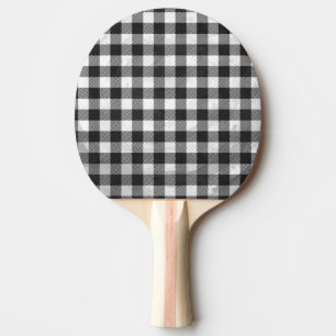 Chequered Plaid Black And White Ping Pong Paddle