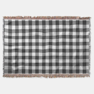 Chequered Plaid Black And White Throw Blanket
