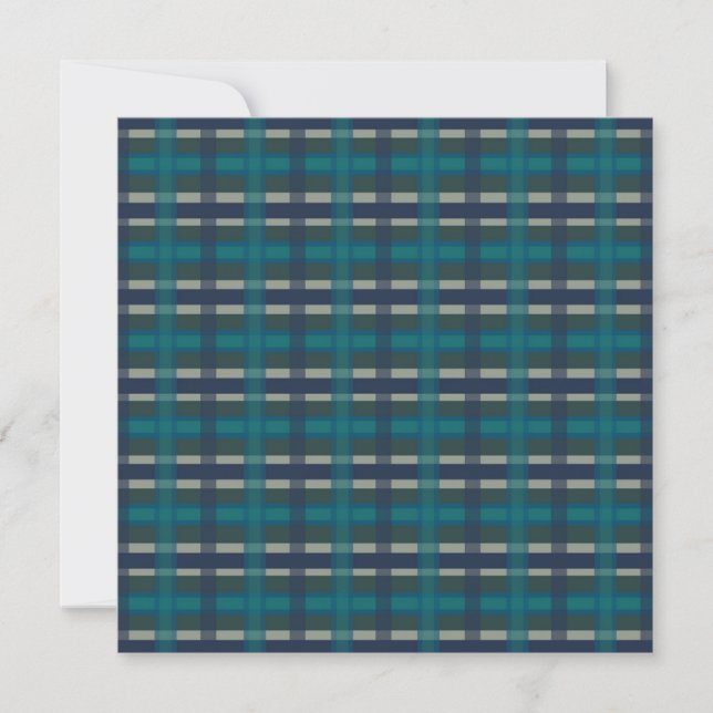 Chequered Plaid Blue Green Purple And Turquoise Holiday Card (Front)