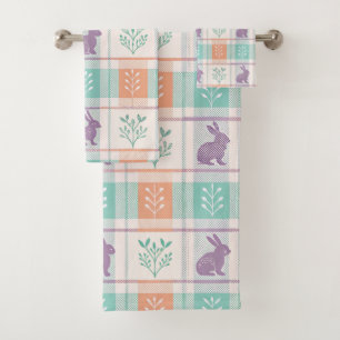 Chequered Plaid Easter Bath Towel Set