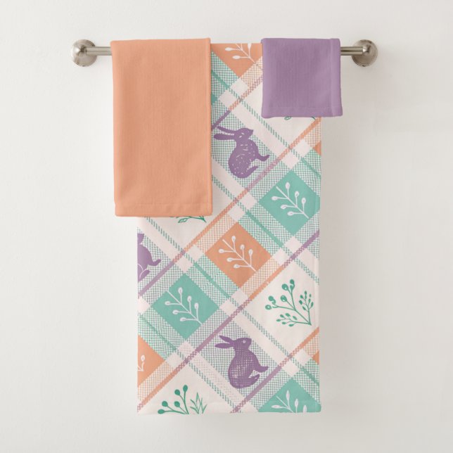 Chequered Plaid Easter   Bath Towel Set (Insitu)