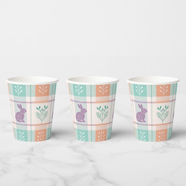 Chequered Plaid Easter   Paper Cups (Multi)