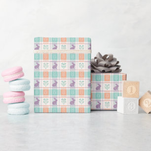 Chequered Plaid Easter   Wrapping Paper