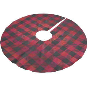Chequered Plaid Red and Black Brushed Polyester Tree Skirt