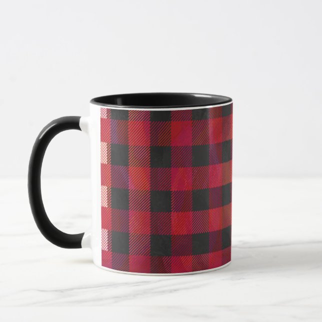 Chequered Plaid Red and Black Mug (Left)