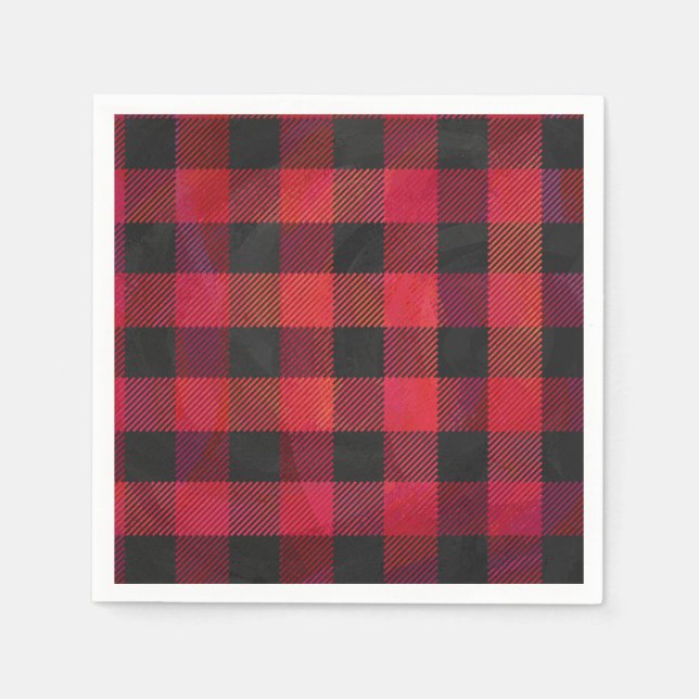 Chequered Plaid Red and Black Napkin (Front)