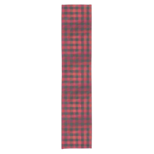 Chequered Plaid Red and Black Short Table Runner