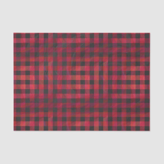 Chequered Plaid Red and Black Tissue Paper (Front)