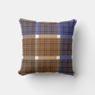 Chequered plaid tartan brown violet retro colours  cushion