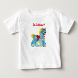 Chequered Pony Western theme personalised name Baby T-Shirt