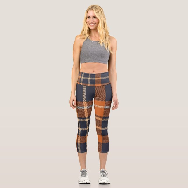 Chequered Print Capri Leggings (Front)
