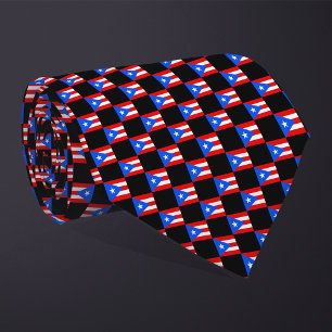 Chequered Puerto Rico Flag Pattern  Tie