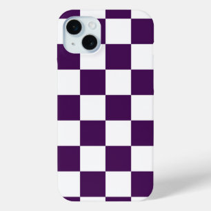 Chequered Purple and White iPhone 15 Mini Case