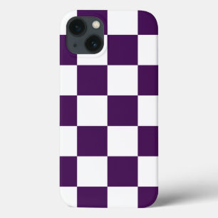 Chequered Purple and White iPhone 13 Case