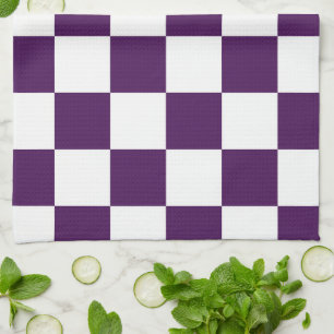 Chequered Purple and White Tea Towel
