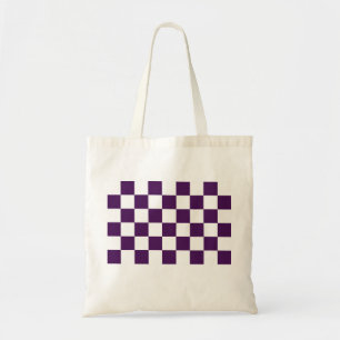 Chequered Purple and White Tote Bag