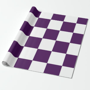 Chequered Purple and White Wrapping Paper