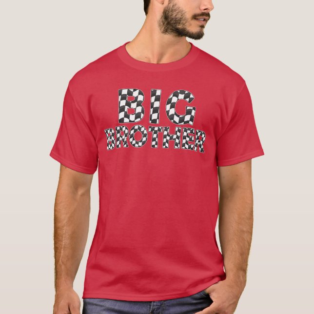 Chequered race Big Brother White Black Checkerboar T-Shirt (Front)