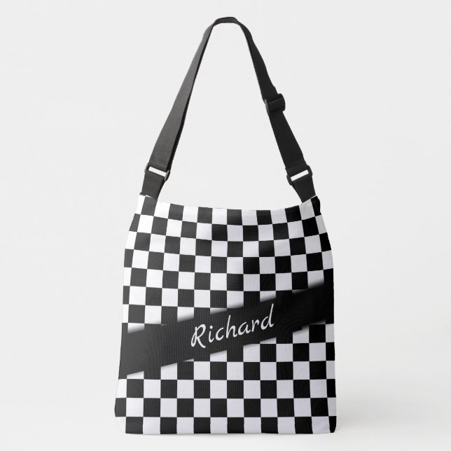 Chequered Race Flag Personal Crossbody Bag (Front)