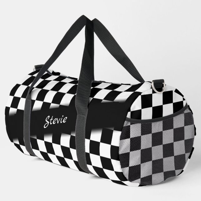 Chequered Race Flag Personal Duffle Bag (Right Corner)