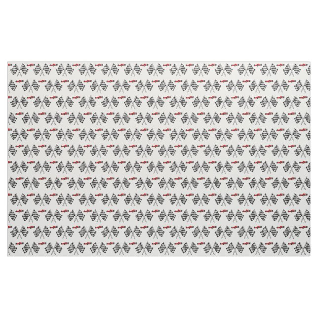 Chequered Race Flag & Red Race Car Fabric (Yard)