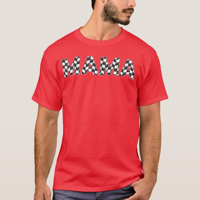 Chequered race Mama White Black Chequerboard Women T-Shirt (Front)