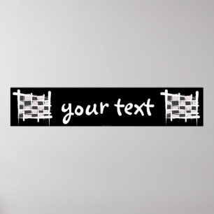 Chequered Racing Brush Flag Banner Poster