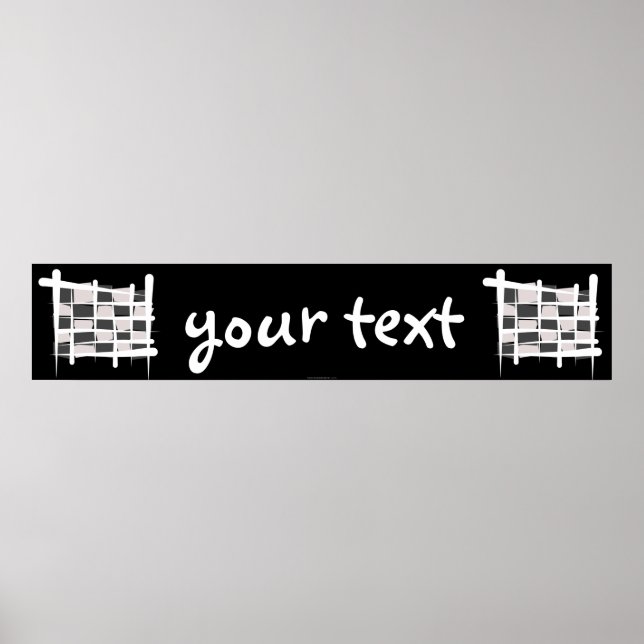 Chequered Racing Brush Flag Banner Poster (Front)