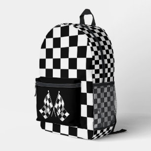 Chequered Racing Flags Printed Backpack