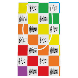 Chequered Rainbow and Musical Notes Small Gift Bag