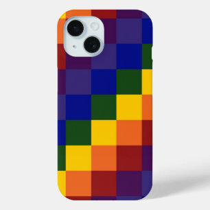 Chequered Rainbow iPhone 15 Case