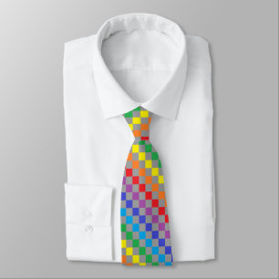 Chequered Rainbow Grey Tie
