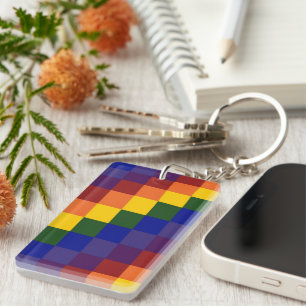 Chequered Rainbow Key Ring