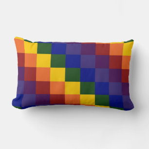 Chequered Rainbow Lumbar Cushion
