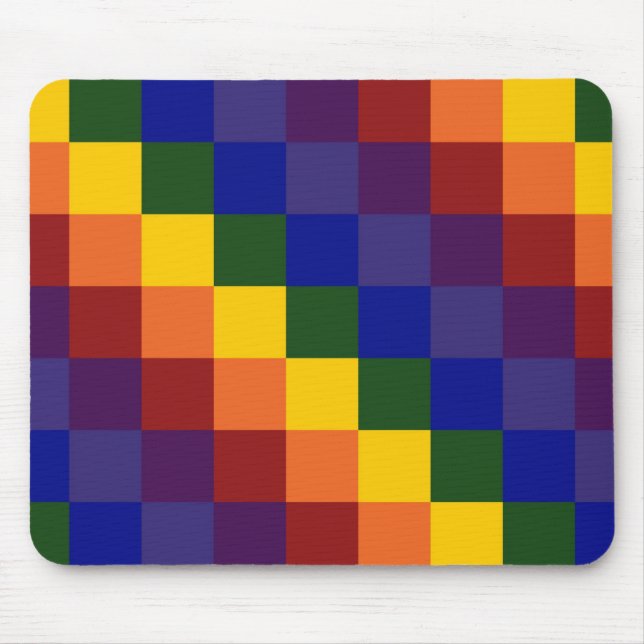 Chequered Rainbow Mouse Mat (Front)