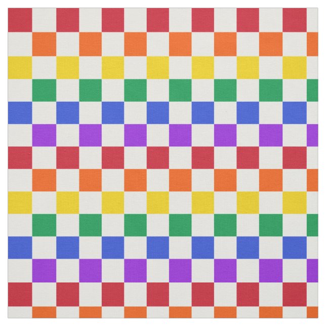 Chequered Rainbow Plaid Colourful Fabric (Swatch)