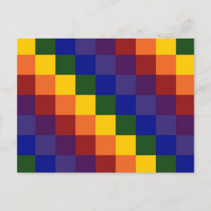 Chequered Rainbow Postcard