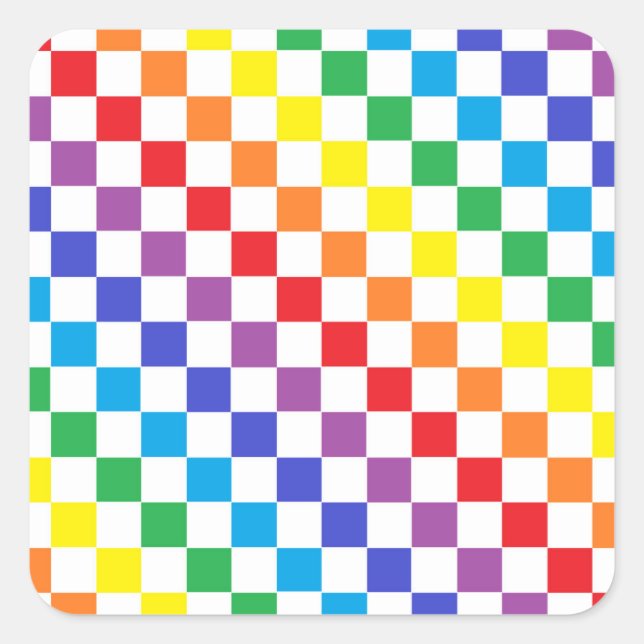 Chequered Rainbow Square Sticker (Front)