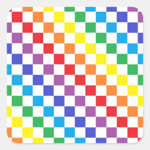 Chequered Rainbow Square Sticker