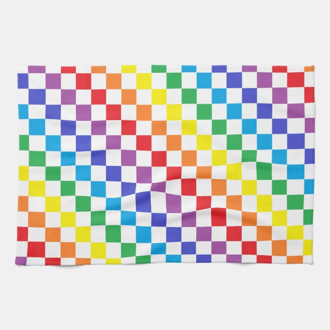 Chequered Rainbow Tea Towel (Horizontal)