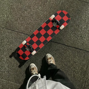 Chequered Red and Black Skateboard