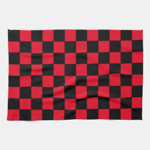 Chequered Red  and Black  Tea Towel