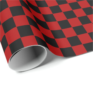 Chequered Red and Black  Wrapping Paper
