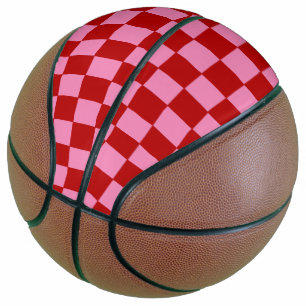 Chequered Red and Hot Pink Basketball