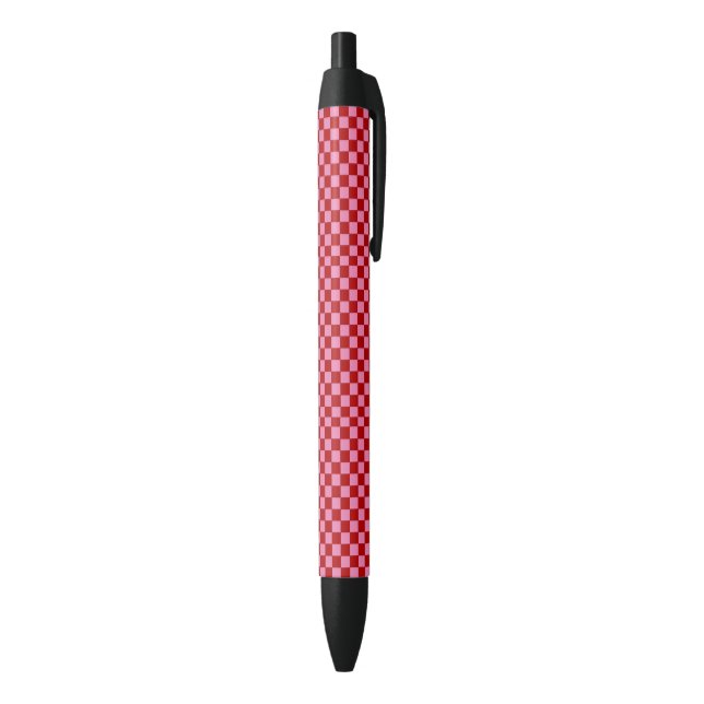 Chequered Red and Hot Pink  Black Ink Pen (Bottom (Vertical))