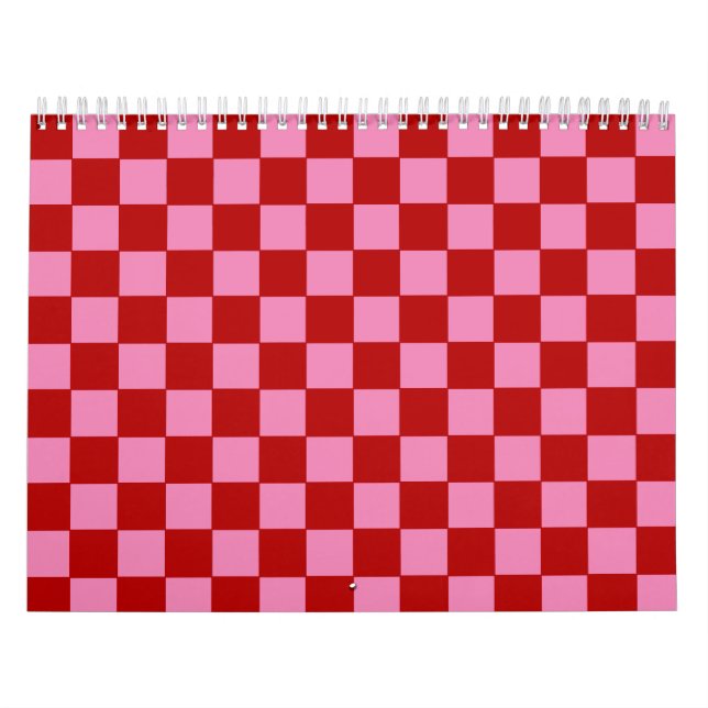 Chequered Red and Hot Pink  Calendar (Cover)